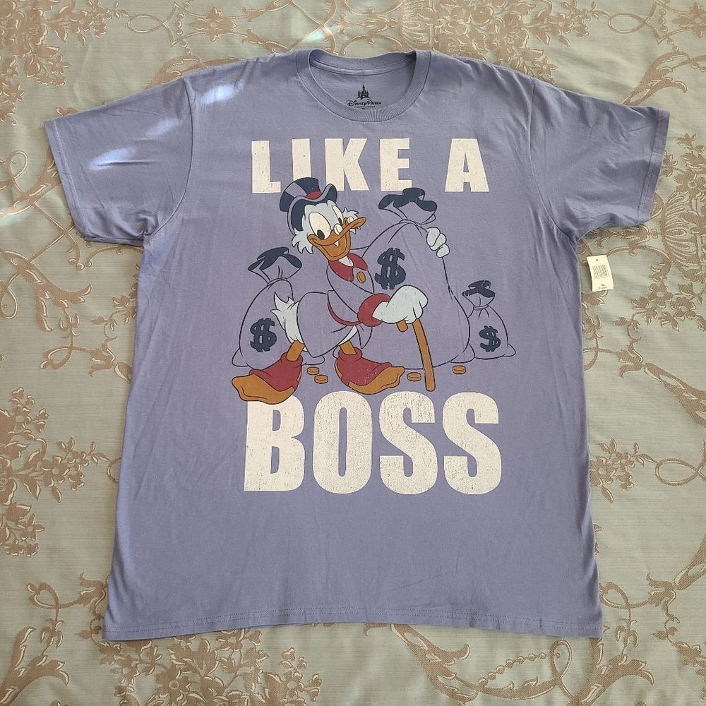Disney Parks Scrooge McDuck Like A Boss Blue Graphic Tee Shirt Men XL